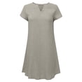 thumbnail image 4 of Robes T-Shirts Décontractées d'Été pour Femmes, Col en V, Manches Courtes, Robe Unie en Coton et Lin, 4 of 6