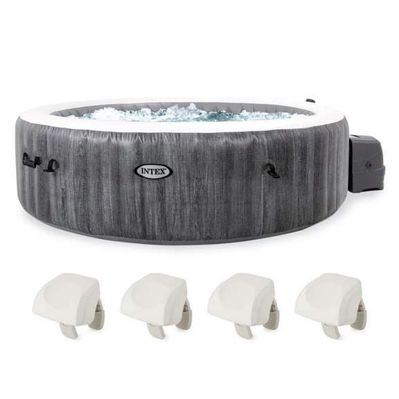 Intex PureSpa Plus Spa Gonflable Greywood et Appuie-Tête Coussiné (Lot de 4)