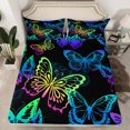 thumbnail image 2 of Colorful Butterfly Bed Sheets Full Size Multicolor Flying Butterflies Fitted Sheet,Watercolor Rustic Aesthetic Animal Sheet Set Rainbow Flat Sheet Chic Nature Art Room Decor,Blue Green Purple, 2 of 6