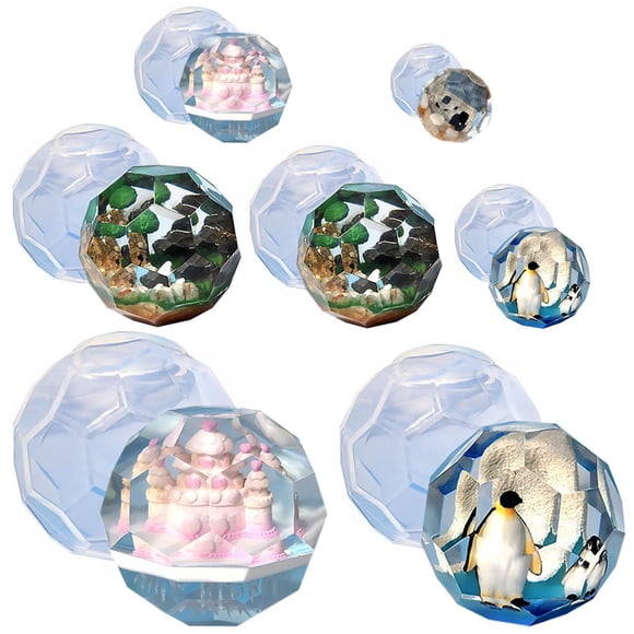 7 Pack Hexagonal Ball Silicone Molds for Epoxy Resin 3D Seamless Sphere Silicone Mold Reusable Large Sphere Resin Casting Mold for Jewelry Soap Candle Decor DIY Crafts Making