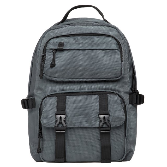 KAUKKO Vintage Casual polyster and Leather Rucksack Backpack (Nylon Grey)