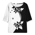 thumbnail image 4 of Mikilon Ensemble Élégant pour Femmes 2 Pcs Imprimé Manches 5/10 Col Rond + Pantalon Décontracté Ensemble Chic et Confortable Manches Courtes Col Rond Blanc TP, 4 of 6