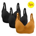 thumbnail image 1 of Bras for Women, 3PC Womans Large Size Solid Color Without Steel Ring Gathering Comfortable Bras Daily Bra, 1 of 3