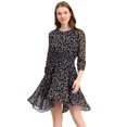 thumbnail image 1 of INSPIRE CHIC Robe Fleurie pour Femme Froncée Manches 3/4 Ourlet Asymétrique Robes Smockées Bleu Marine P, 1 of 6
