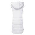 thumbnail image 4 of jsaierl Long Puffer Vest Women Button Down Sleeveless Hooded Jacket Overcoat Solid Color Side Slit Winter Parka Coat, 4 of 6