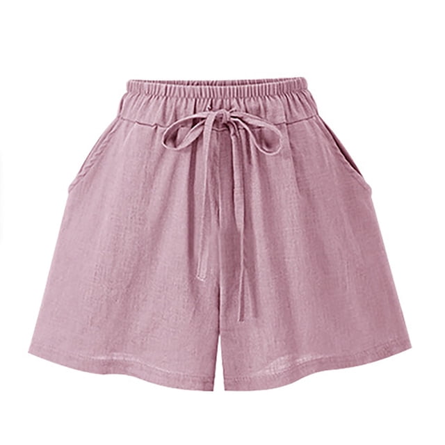 zanvin Shorts d'Été pour Femme à Taille Élastique, Jambe Grand, Unis, Imitation Coton et Lin