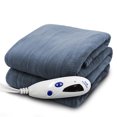 thumbnail image 1 of Pure Warmth Jeté Chauffant Électrique en Micro-Peluche Bleu Denim, 1 of 1