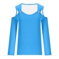 thumbnail image 4 of Yuyuzo Womens Tunic Tops Cold Shoulder Long Sleeve Shirts Loose Solid Color Lightweight Tee Tops, 4 of 5