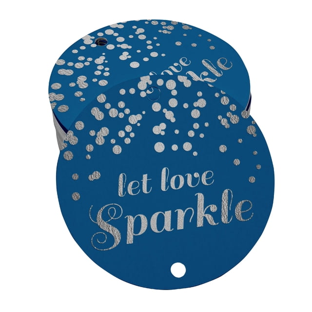 Inkdotpot Pack Of 50 Real Silver Foil Paper Tags Let Love Sparkle Wedding Favor Hang Tags