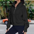 thumbnail image 3 of Stand Collar Fall Clothes Half Zip Women Solid Color Daily Outfit (Coffee XL), 3 of 6