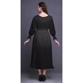 thumbnail image 4 of Bimba Robe Maxi à Volants pour Femmes, Géométrique, Manches Bishop, Col Rond, Taille Smockée - Petit, 4 of 5