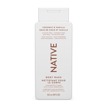 Native Body Wash Natural, Coconut & Vanilla, Sulfate Free, Paraben Free, 532 mL
