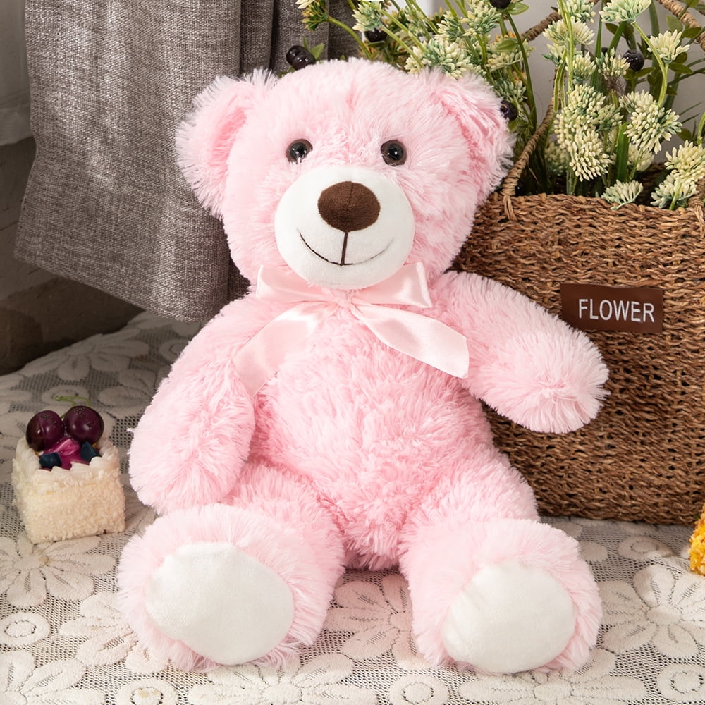MorisMos 13'' Pink Teddy Bear Stuffed Animal Bear Plush Toy