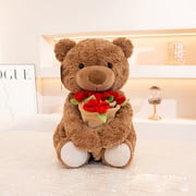 EARKITY A Gift For The Recipient Cute Teddy Bear Plushs Toy With Red Rose