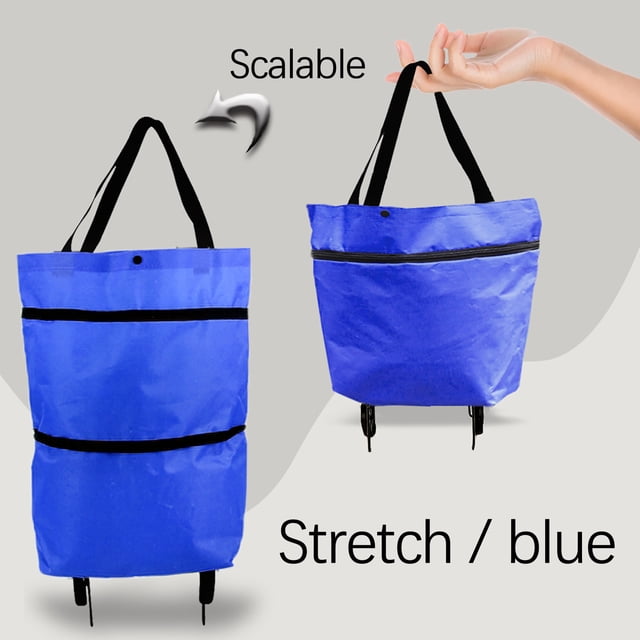Sac à Roues de Magasinage Portable Sac de Traction Sac à Roulettes Télescopique Sac de Magasinage de Supermarché Chariot de Magasinage Sac à Dos Pliable