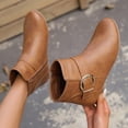 thumbnail image 4 of Mareep Women's Solid Color Solid Color Plus Size Thick Heel Pointed Buckle Short Boots Shoes Beautiful Gift Shoes Clearance, 4 of 4