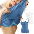 thumbnail image 2 of Timegard Camisoles pour Femmes 2 Pcs avec Soutien-Gorge Intégré Col Rond Bretelles Spaghetti Ajustées Douces Maillots de Corps Décontractés Hauts de Pyjama, 2 of 5