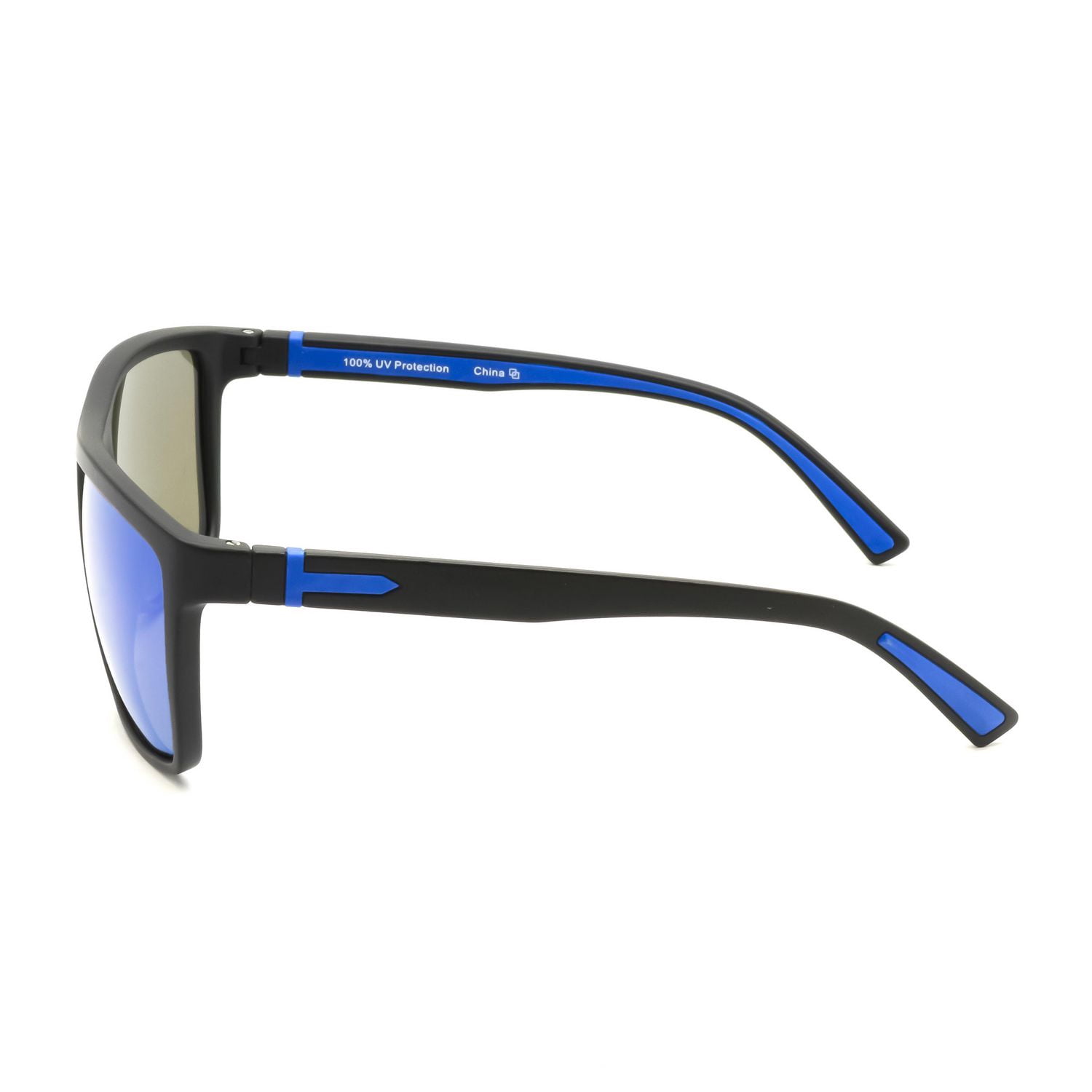 Lunettes de soleil polarisées carrées Athletic Works noires et bleues
