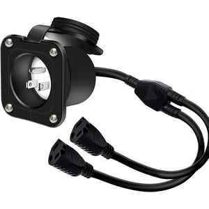 EcoNesxp 15R Inch Integrated Outdoor Extension Cord NEMA AC Outlet Plug 15 Amp with Waterproof and Back Cover