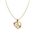 thumbnail image 1 of 14k Two-tone Gold Flower and Heart-shaped Initial 'S' Pendant with 1.2mm Rolo chain, 1 of 2