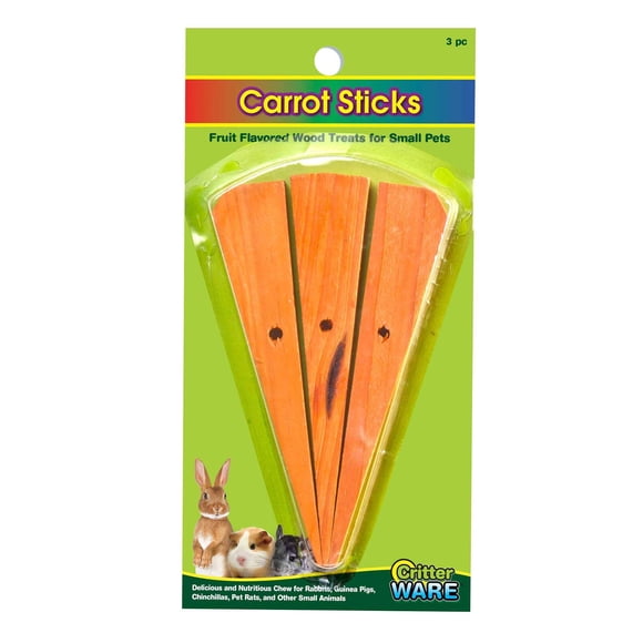 Ware Manufacturing Friandises à Mâcher en Bâton pour Petits Animaux Carotte en Bois - Lot de 3