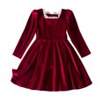 thumbnail image 1 of Long Dresses for Girls Girls' Fall and Spring New Long Sleeve Ruffled Lace Round-Neck Embroidery Mesh Princess Bow Skirt New Long Sleeve Round Neck Dress Red 5T, 1 of 1