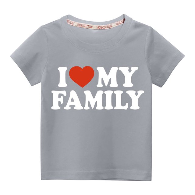 Pisexur Mode Mignon pour Tout-Petits Garçons Filles Couleur Unie Col Rond Saint-Valentin Imprimé Cœur Manches Courtes