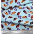 thumbnail image 2 of Soimoi Tissu Poly Georgette Floral & Poisson Texturé Imprimé Océan au Mètre 52 Pouces de Large, 2 of 3