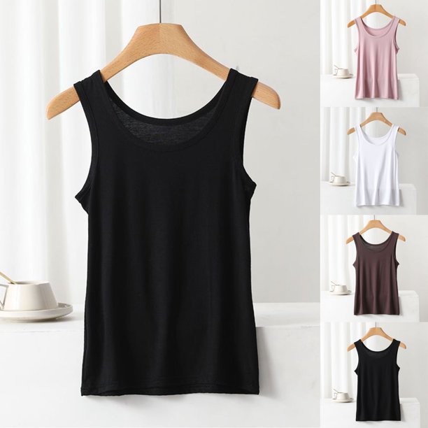 lcziwo Camisole for Women with Built in Bra Solid Adjustable