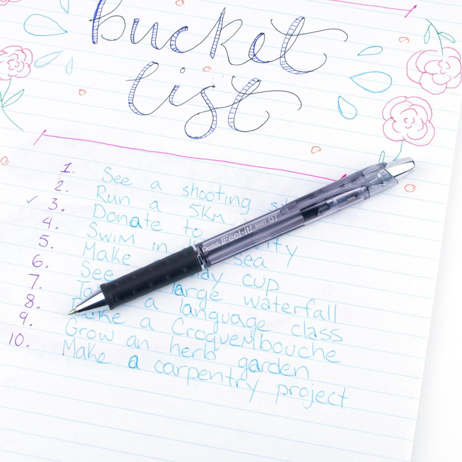 Feel-It! Retractable Ballpoint Pen, (0.7mm), Black Ink, 3PC Pack