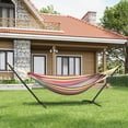 thumbnail image 4 of Hamac avec Support – Acier Réglable Robuste pour 2 Personnes – Capacité de 500 lb – Polyester Coton Portable – Sac de Transport Imperméable – Patio, Jardin, Camping et Balcon – Rayures Arc-en-Ciel Jaunes, 4 of 5