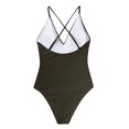 thumbnail image 3 of Women Halter One Piece Swimsuit Sexy Ruffle Backless Bathing Suit Plunge V Neck Classic Coverage Bottom, 3 of 4