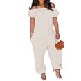 thumbnail image 1 of LOVZFMLL Women's Jumpsuit, Solid Color Off Shoulder Short Sleeve Loose Jumpsuit White, L, 1 of 5