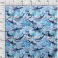 thumbnail image 3 of oneOone Rayon Light Blue Fabric Whale Craft Projects Decor Fabric Printed By The Yard 56 Inch Wide, 3 of 5