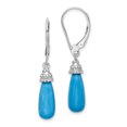 thumbnail image 1 of 925 Sterling Silver Turquoise Stone Drop Dangle Earrings, 1 of 6