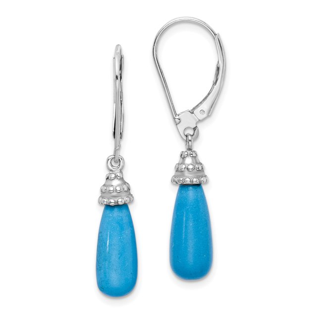 925 Sterling Silver Turquoise Stone Drop Dangle Earrings