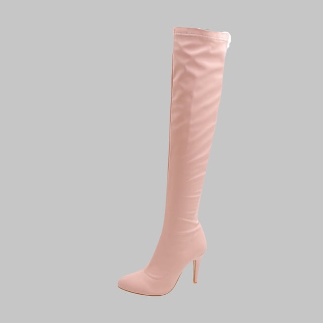 LSLJS Bottes Cuissardes à Talons Hauts pour Femmes, Chaussures pour Femmes Aguichant d'Hiver à Bout Pointu à Talons Hauts Fins, Bottes Hauteur Genou pour Femmes