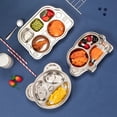 thumbnail image 2 of Stainless Steel Dinner Plate for Kids Cartoon Design Divided Tray Food-Grade Safe Durable Children Compartment Serving Snack Dishes, 2 of 7