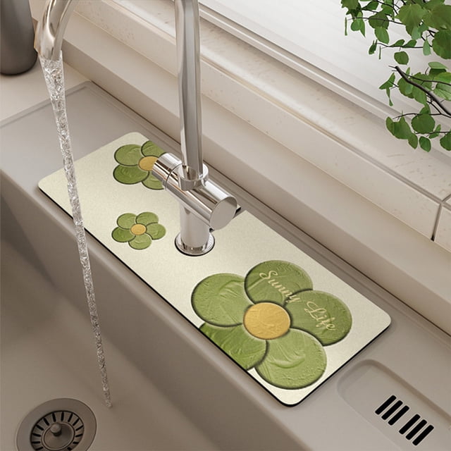 Camping Kitchen Essentials Sink Faucet Guard & Absorption Pad for Kitchen, Bathroom Or Laundry, Anti-Mould, Quick-Drying, Drip Mat for Sponges, Eliminates Water Marks Camping Kitchen Essentials