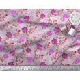 thumbnail image 3 of Soimoi Popeline de Coton Violette Tissu Imprimé Feuilles et Floral 1 Yard 56 Pouces de Large, 3 of 3