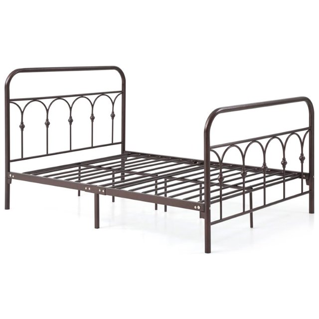 Hodedah Complete Metal Queen-Size Bed with Headboard-Footboard in Bronze
