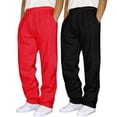 thumbnail image 2 of Men's Hip Hop Pants Casual Solid Color Track Cuff Lace Up Workout Pants With Pocket 2 Pcs, 2 of 3