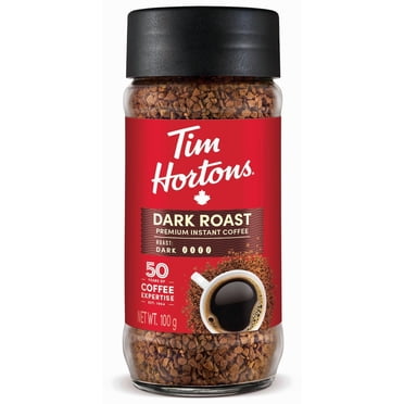 Tim Hortons Instant Coffee, Intense Dark Roast, Made with 100% Colombian Arabica Beans, 100g Jar