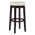 thumbnail image 1 of Linon Maya 31" Rice White Faux Leather Swivel Bar Stool in Brown Wooden Frame, 1 of 10