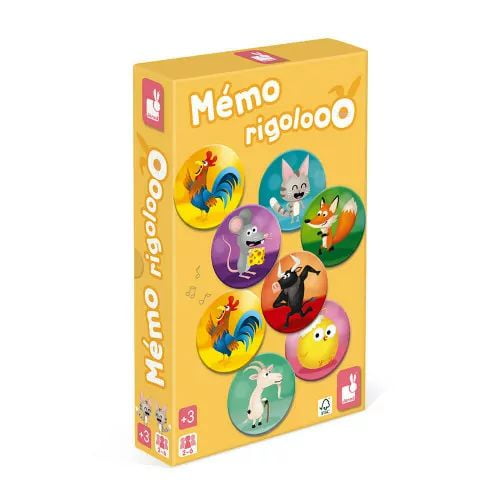 Janod • Jeu Memo Rigolooo • Jeu de mémoire et d'association avec des animaux pour enfants de 3 à 7 ans
