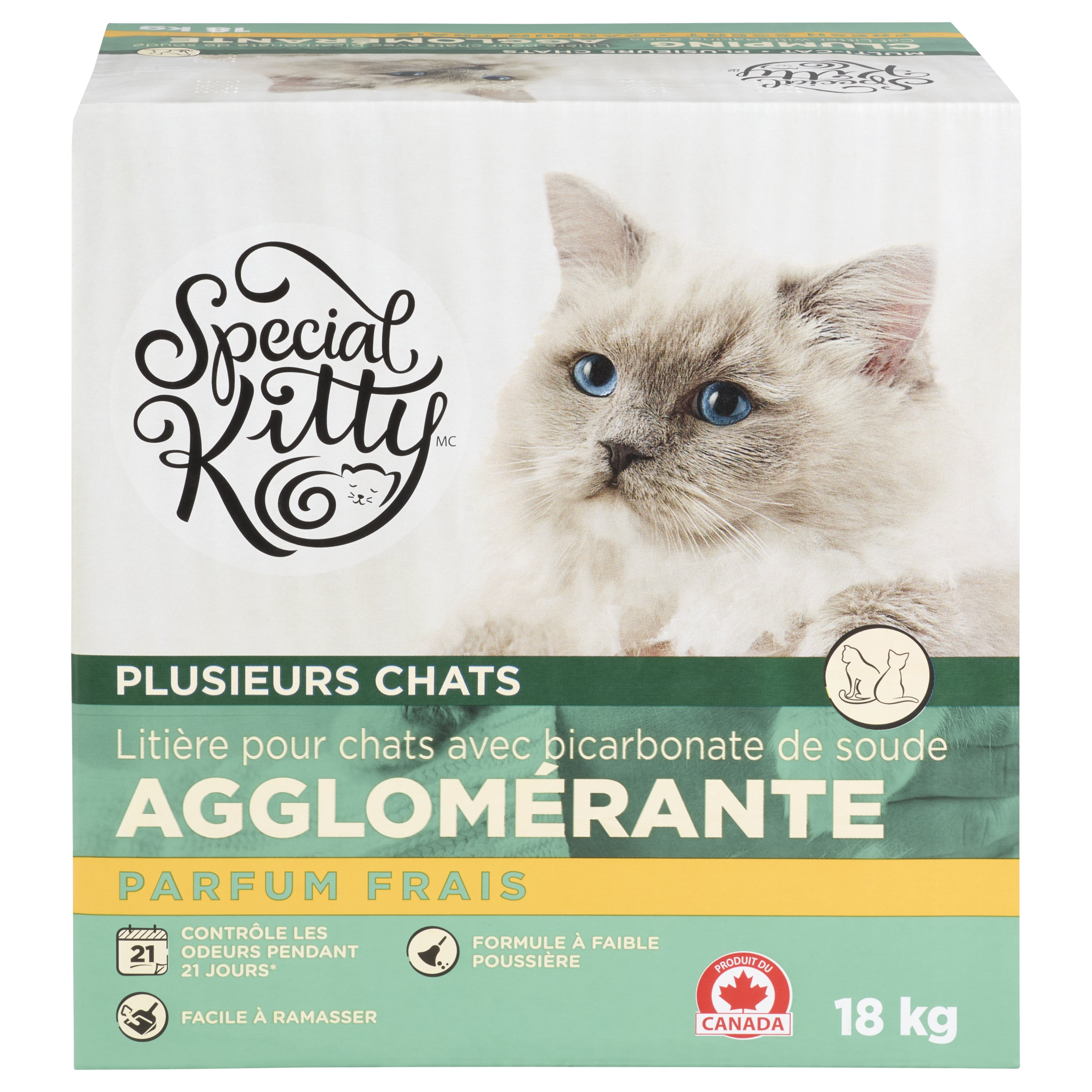 Special Kitty Litière Agglomérante pour Chats Parfumée avec Bicarbonate de Soude 18kg