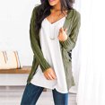 thumbnail image 3 of Cardigan Patchwork Boho pour Femmes Manches Longues Ouvert Manteau Tricoté avec Poches, 3 of 9