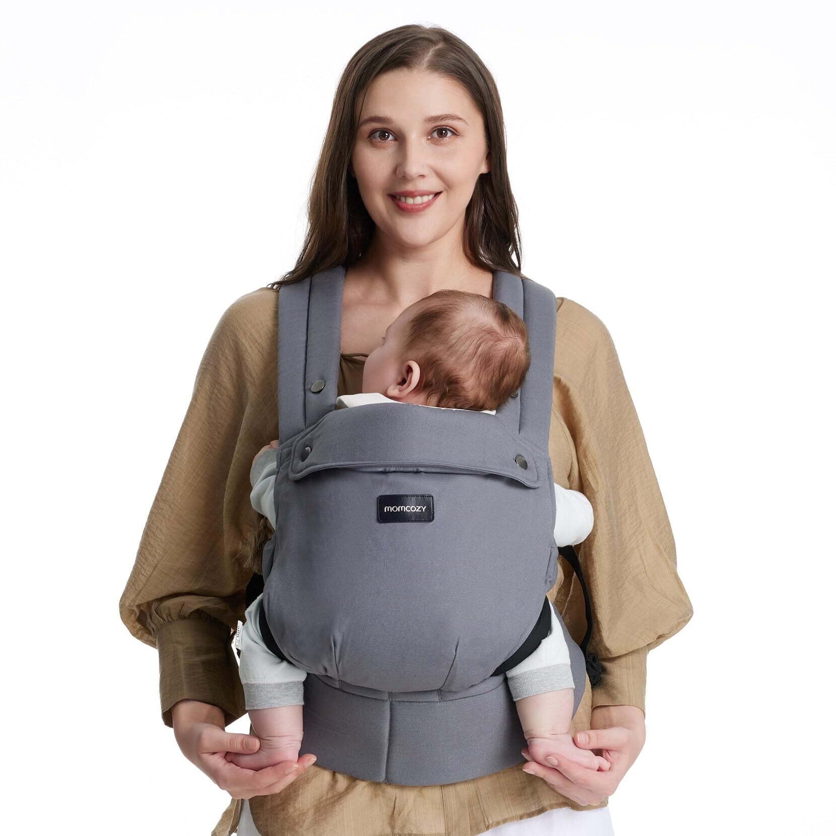 Momcozy Baby Carrier Newborn to Toddler Ergonomic, Cozy and Lightweight Infant Carrier for 7-44lbs, Effortless to Put On, Ideal for Hands-Free Parenting, Enhanced Lumbar Support