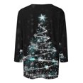thumbnail image 5 of QIPOPIQ Hauts pour Femmes Manches 3/4 Décontractés Coupe Ample T-Shirts à Col Rond Mignons Unis Tuniques à Manches Trois Quarts Liquidation, 5 of 5