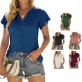 thumbnail image 3 of Women Blouse, Polyester Female T Shirt Artificial Silk  For Business Blue XXL, 3 of 6